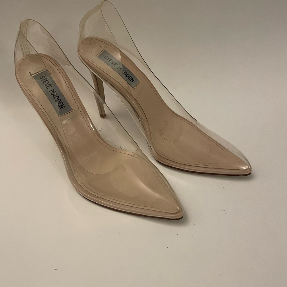 Steve Madden Clear and Nude Heels